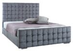 Bespoke Royal Cube Upholstered Bed - Cubed Headboard & Footboard Bed | Grey Tufted Upholstered Bed