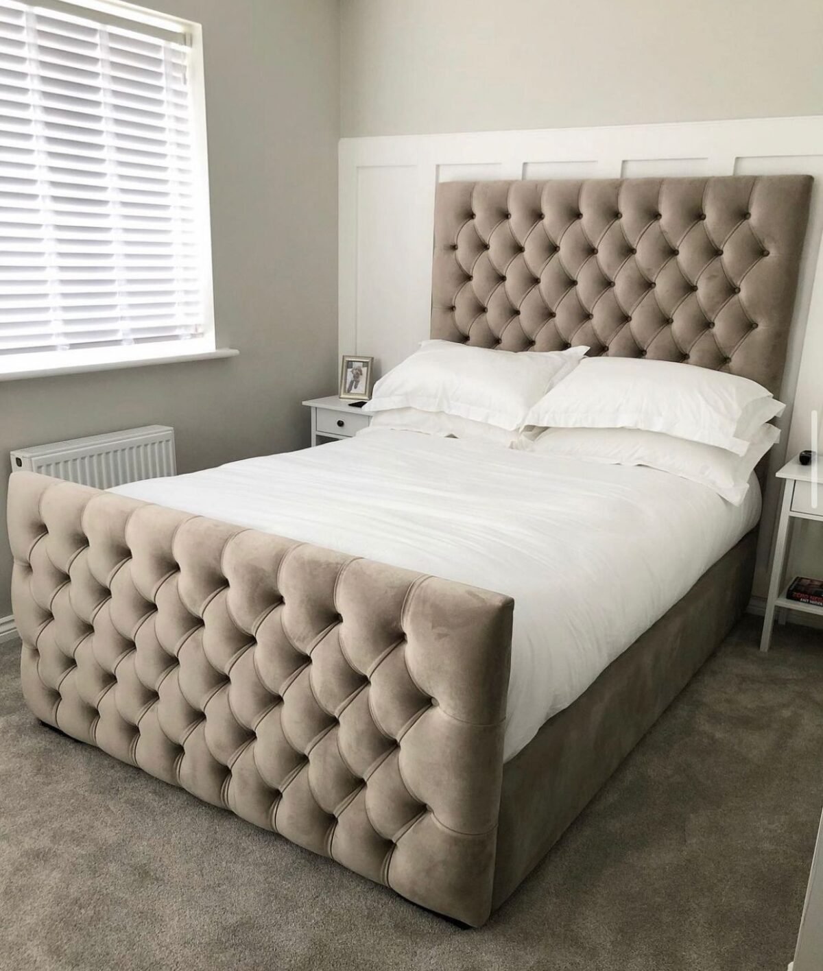Monaco Royal Mink Crushed Velvet Ottoman Bed