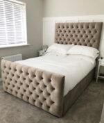 Monaco Royal Mink Crushed Velvet Ottoman Bed