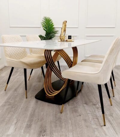 Elara White Stone Dining Table 1.8 Meter