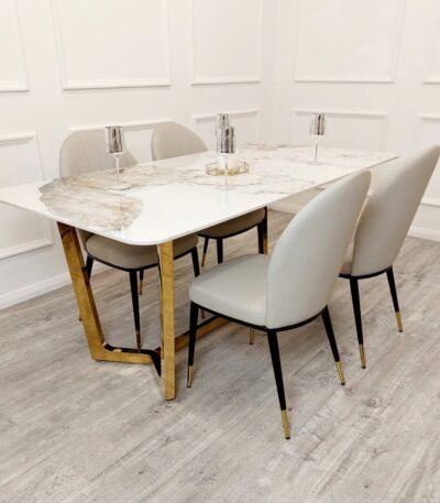 Lucia Pandora Gold Stone Dining Table 1.8