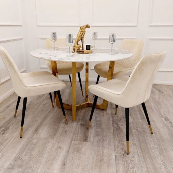 Lucia Pandora Gold Stone Round Dining Table