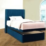 Upholstered Straight Wing Headboard with Kids Ottoman Storage Bed Base & Mattress